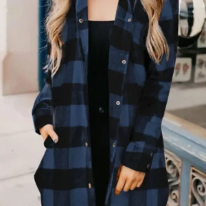Fresh Blue Plaid Shirt Jacket
