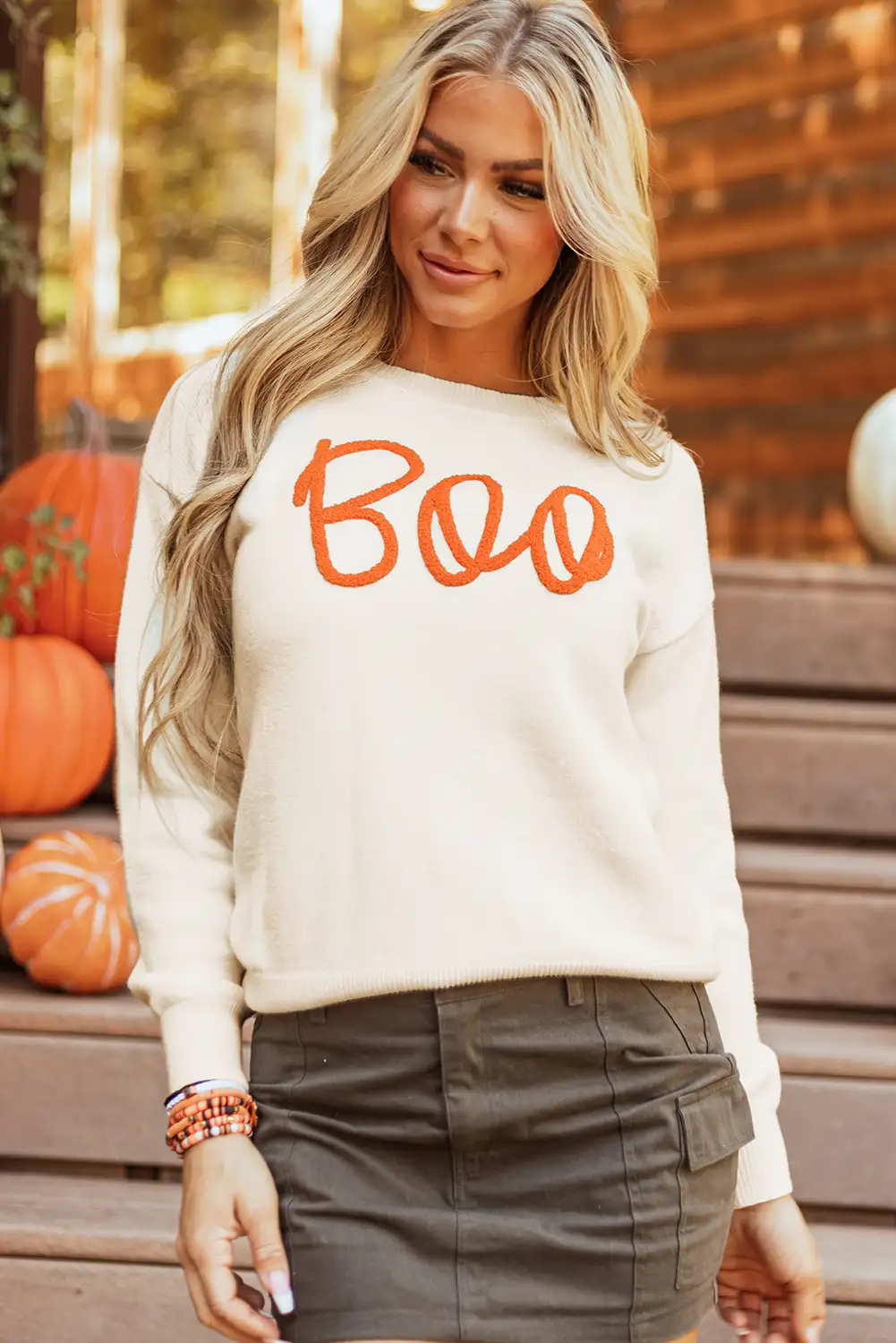 Apricot Boo Knitted Pattern Sweater