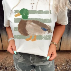 White Western Duck Graffiti Graphic Tee