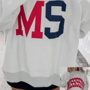 Light Grey MS Reversible Patchwork Mock-Neck Sweatshirt