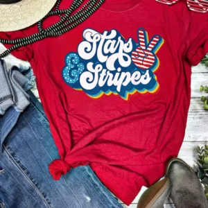 Red Stars & Stripes Graphic T-Shirt
