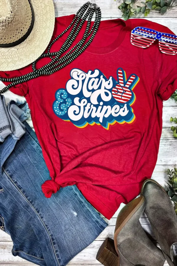 Red Stars & Stripes Graphic T-Shirt