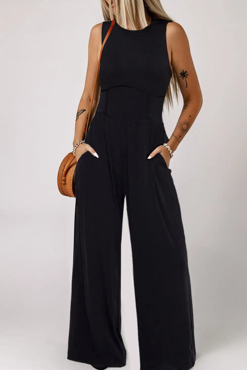 Chic Black Plus Size Wide Leg Jumpsuit