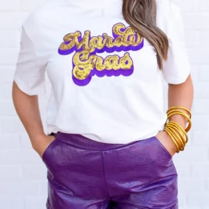 Sequin Mardi Gras T-shirt - White