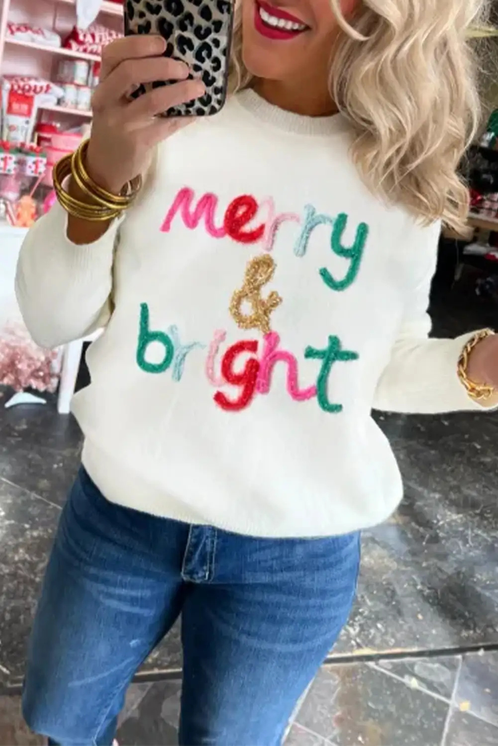 Cheerful Merry & Bright Casual Sweater