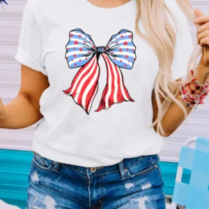 Stars and Stripes Bowknot Print Tee