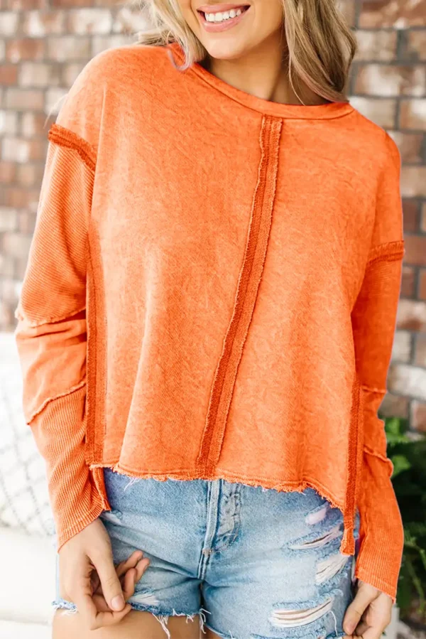 Trendy Orange High Low Sweatshirt