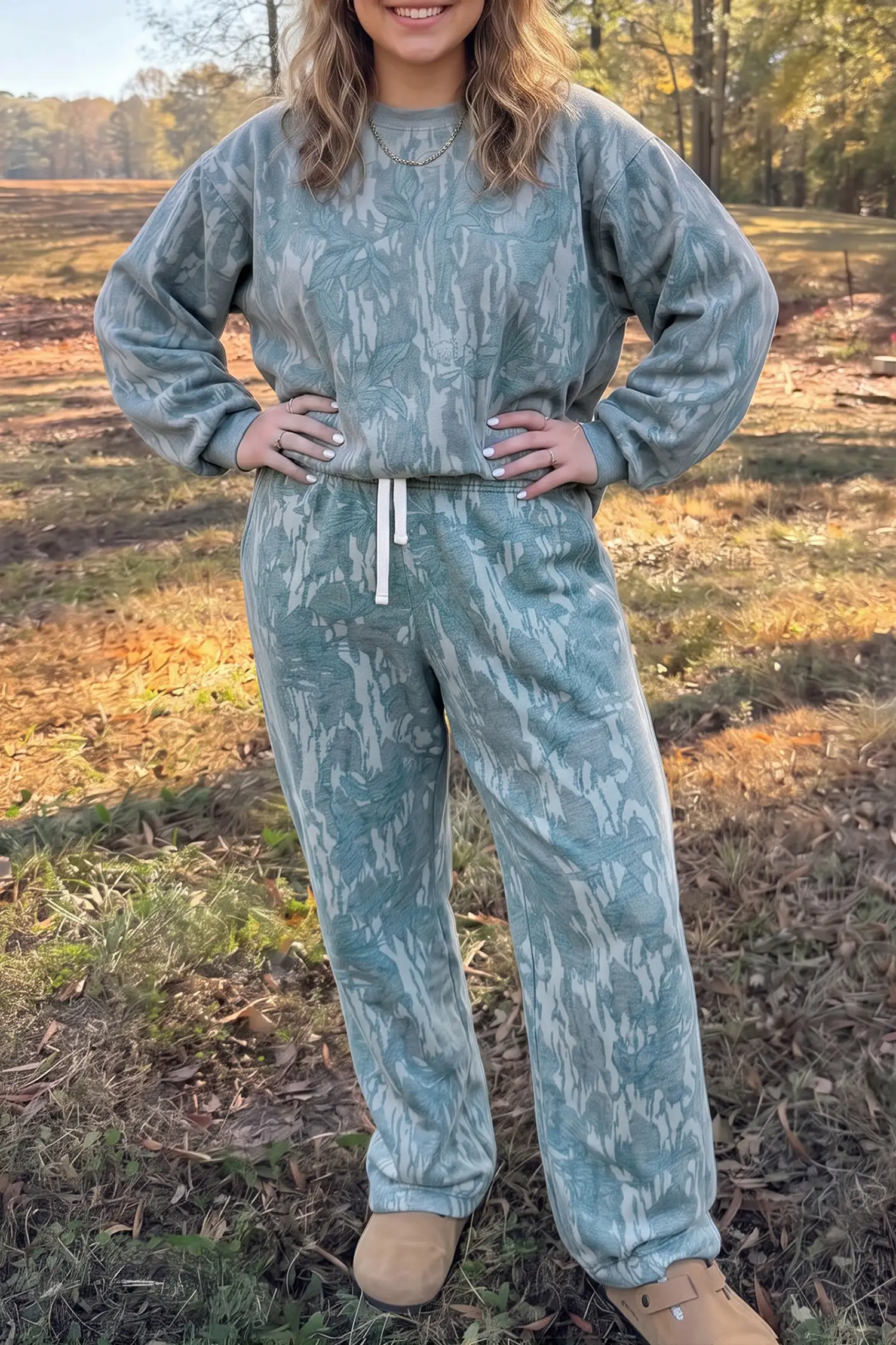 Multicolour Abstract Botanical Print Plus-Size Loungewear Set