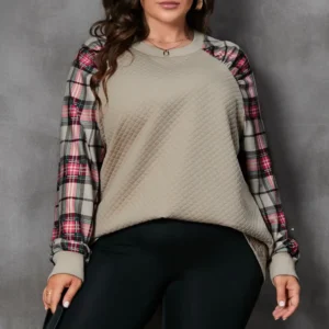Apricot Plaid Raglan Sweatshirt