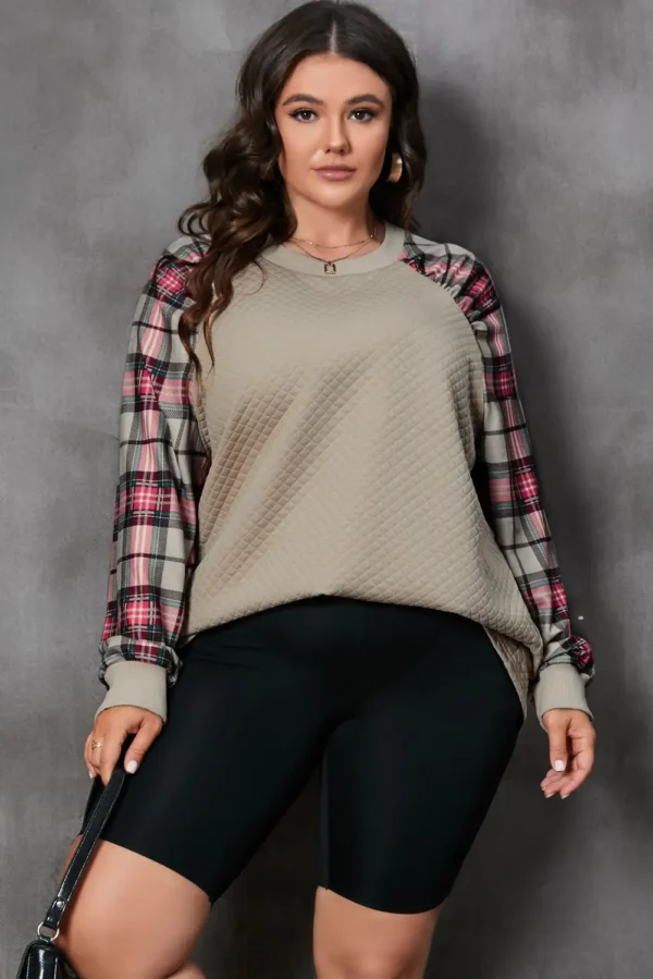 Apricot Plaid Raglan Sweatshirt