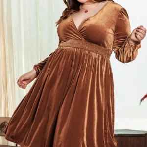 Sexy Camel Velvet Dress