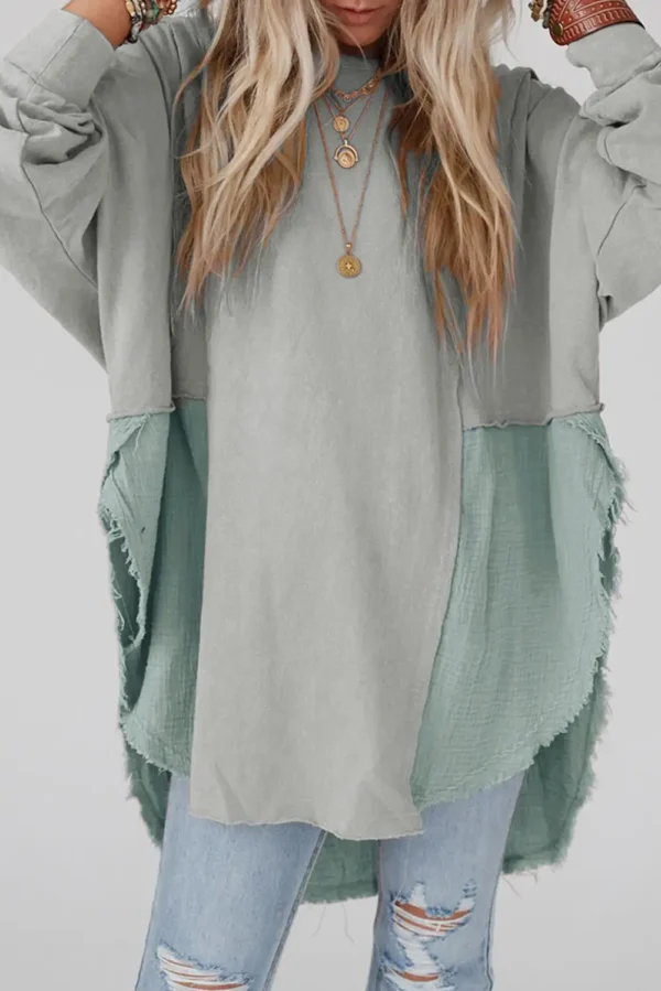 Grey High Low Oversized Blouse