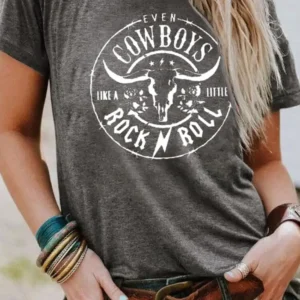 Gray Western Letter Steer Head Graphic Tee
