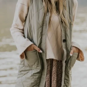 Grass Green Quilted Vest Jacket