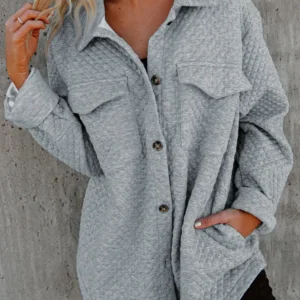 Retro Quilted Gray Shacket