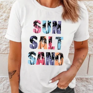 SUN SALT SAND White Coconut Tree Graphic Tee