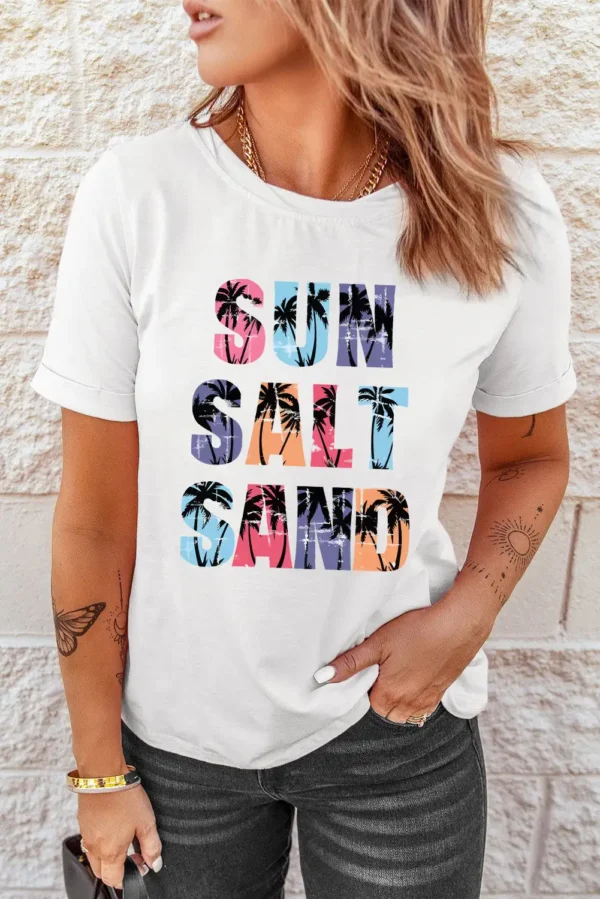 SUN SALT SAND White Coconut Tree Graphic Tee