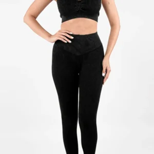 Trendy Black Seamless Ribbed Active Set