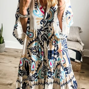 White Tribal Print Mini Dress