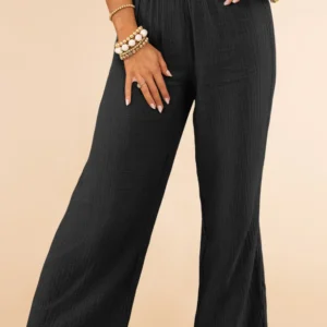 Chic Black Wide Leg Plus Size Pants