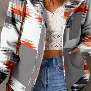 Vibrant Aztec Fleece Patchwork Jacket