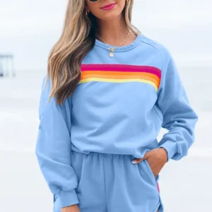 Beau Blue Stripe Two-Piece Pullover Set