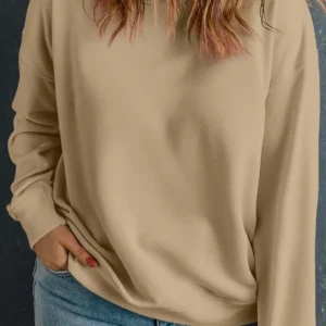 Comfortable Apricot Solid Drop Shoulder Plus Size Sweatshirt Perfect for Cozy Fall and Autumn Casual Outfits