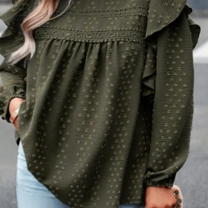 Mist Green Lace Ruffle Top