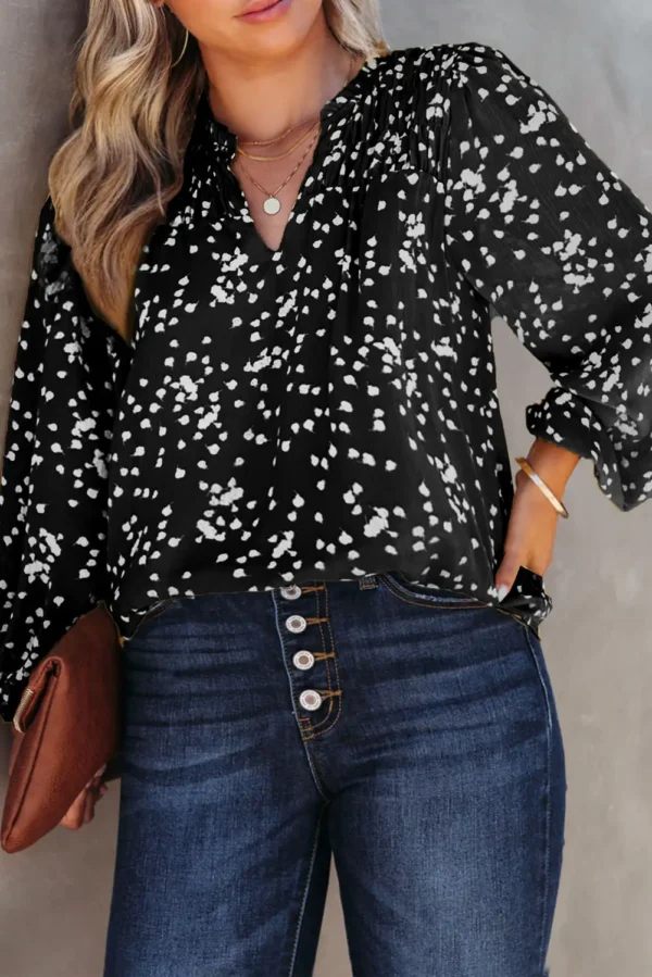 Elegant Black Floral Plus Size Blouse