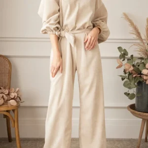 Apricot Elegant Wide-leg Jumpsuit