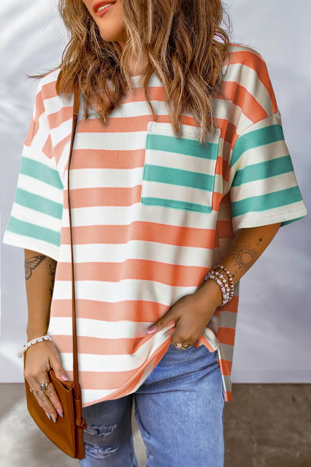 Fresh Orange Stripe Pocket Tee