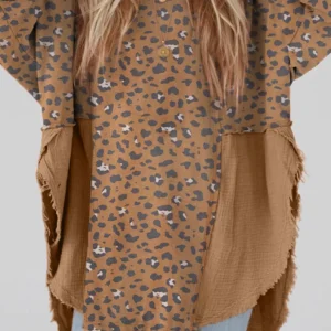 Brown Leopard Oversized Blouse