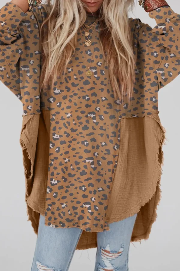 Brown Leopard Oversized Blouse