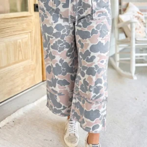 Khaki Camouflage Patch-Pocket Ankle Pants - Plus Size