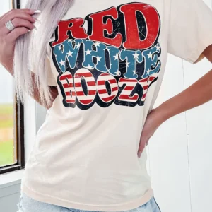 Patriotic Red White Boozy Summer Graphic Tee for Fourth of July Celebrations