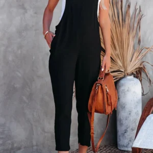 Chic Black Cropped Jumpsuit