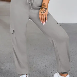 Stylish Gray Waffle Texture Cargo Pocket Jogger Pants