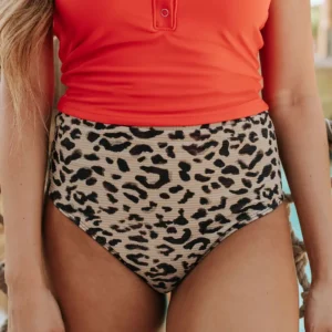 Leopard High Waist Swim Bottom