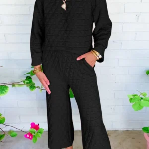Quilted Black Pullover and Pants Set