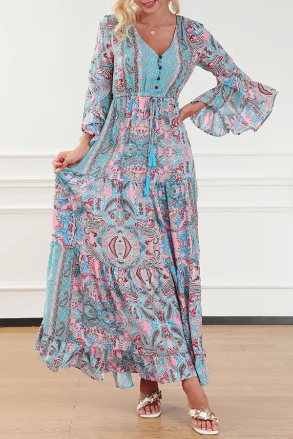 Exotic Paisley Printed Maxi Dress