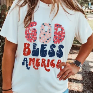 Fresh White God Bless America Graphic Tee