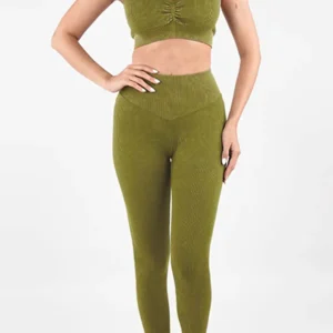 Ribbed Green Seamless Yoga Set
