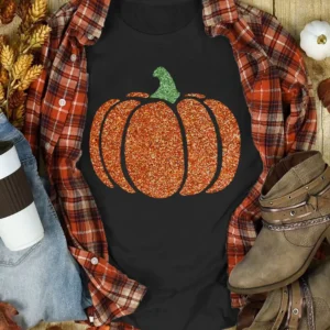 Whimsical Sparkling Pumpkin Halloween Graphic Tee for Casual Summer Celebrations