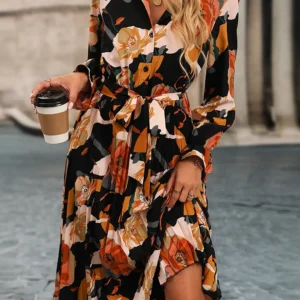 Multicolor Pleated Floral Dress