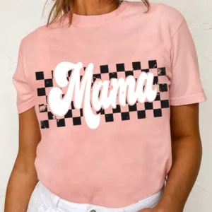 Fresh Pink Mama Checkered T Shirt