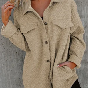 Retro Khaki Quilted Shacket