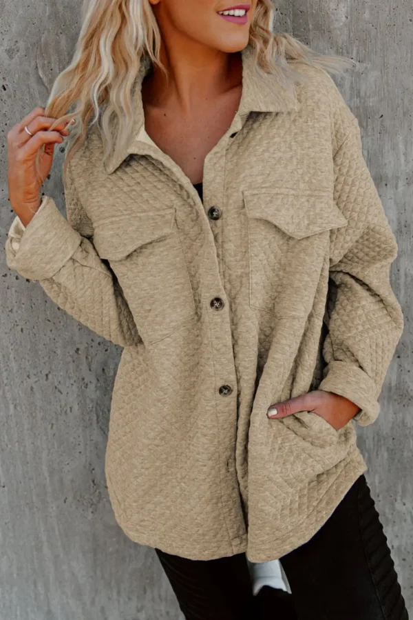 Retro Khaki Quilted Shacket