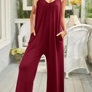 Fiery Green Wide Leg Jumpsuits