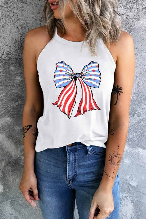 Patriotic Bowknot Graphic Tank Top