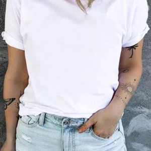 Comfy White Rolled Sleeve Plus Size T-shirt